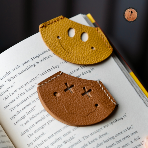 Funny Face Leather Bookmark