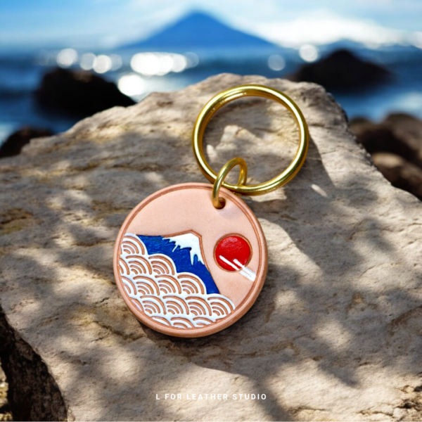 Mount Fuji Leather Keychain