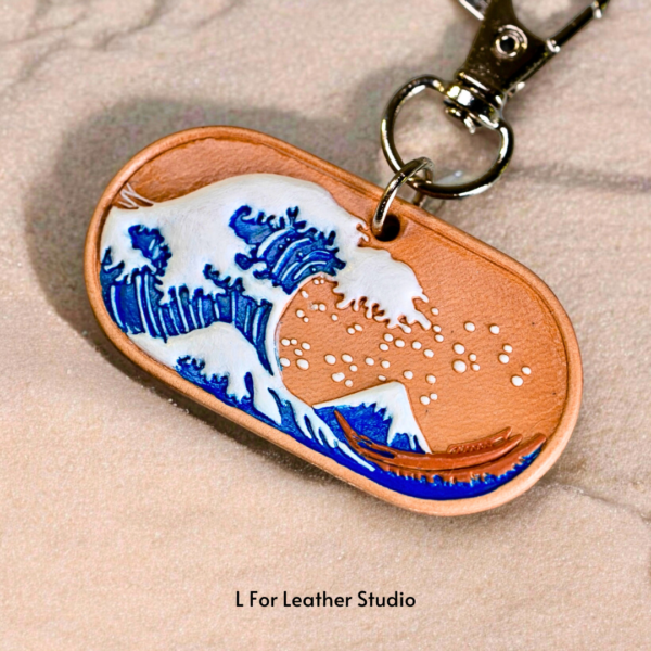 The Great Wave of Kanagawa Leather Keychain