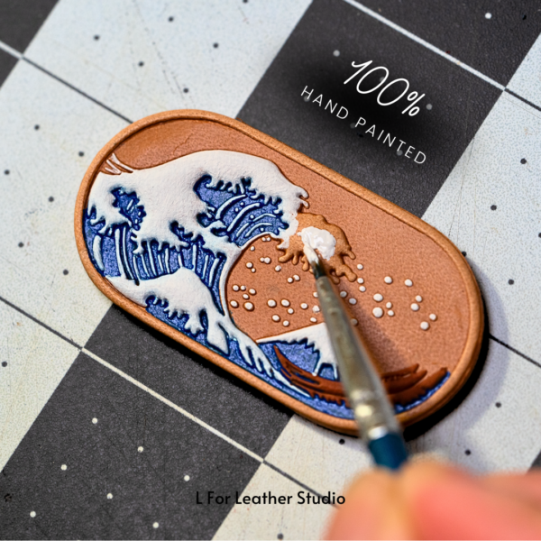 The Great Wave of Kanagawa Leather Keychain - Image 3