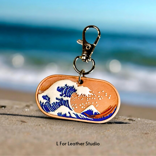 The Great Wave of Kanagawa Leather Keychain - Image 2