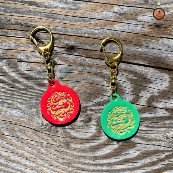 Golden Dragon Leather Keychain