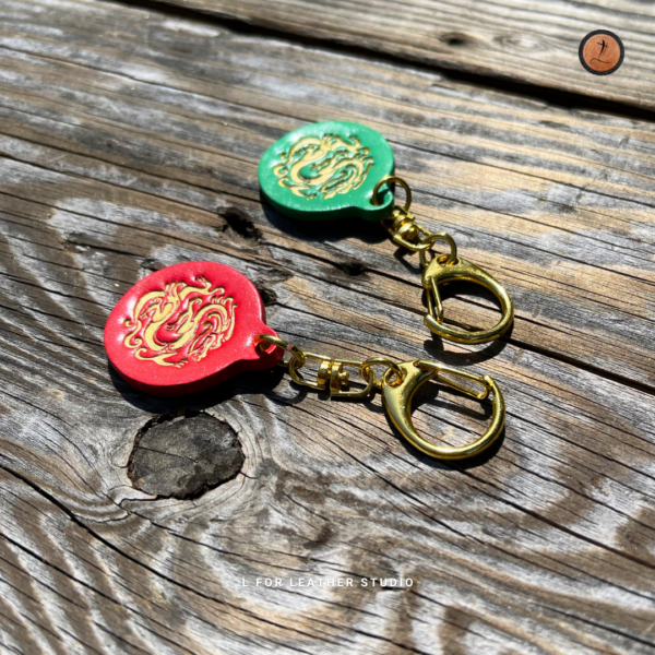 Golden Dragon Leather Keychain - Image 5