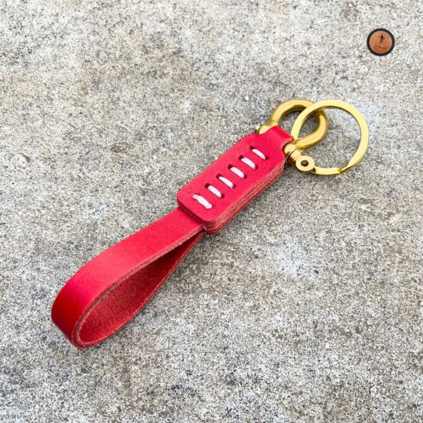 Solid Brass Leather Keychain - Kai - Image 8