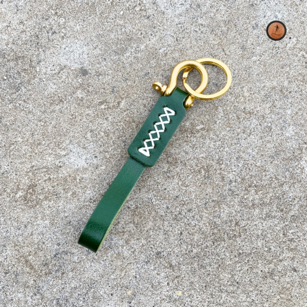 Solid Brass Leather Keychain - Kai - Image 7