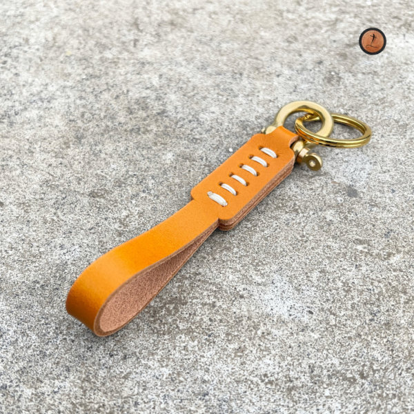 Solid Brass Leather Keychain - Kai - Image 9