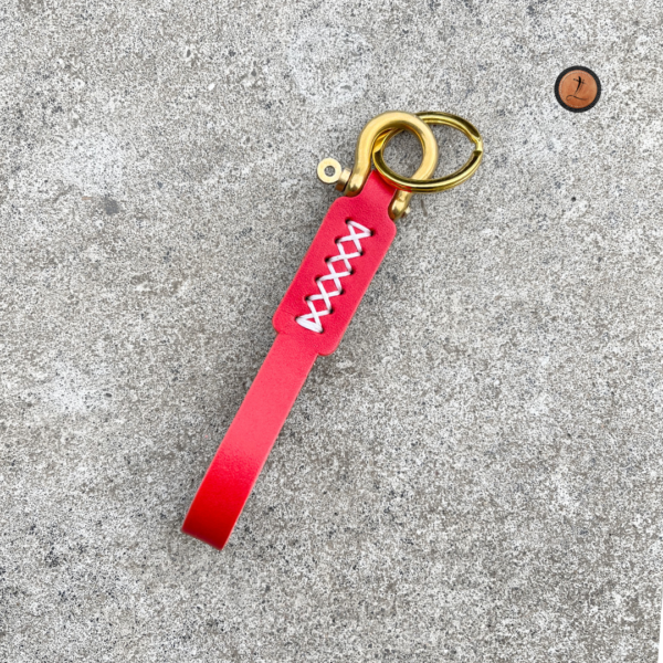 Solid Brass Leather Keychain - Kai - Image 5