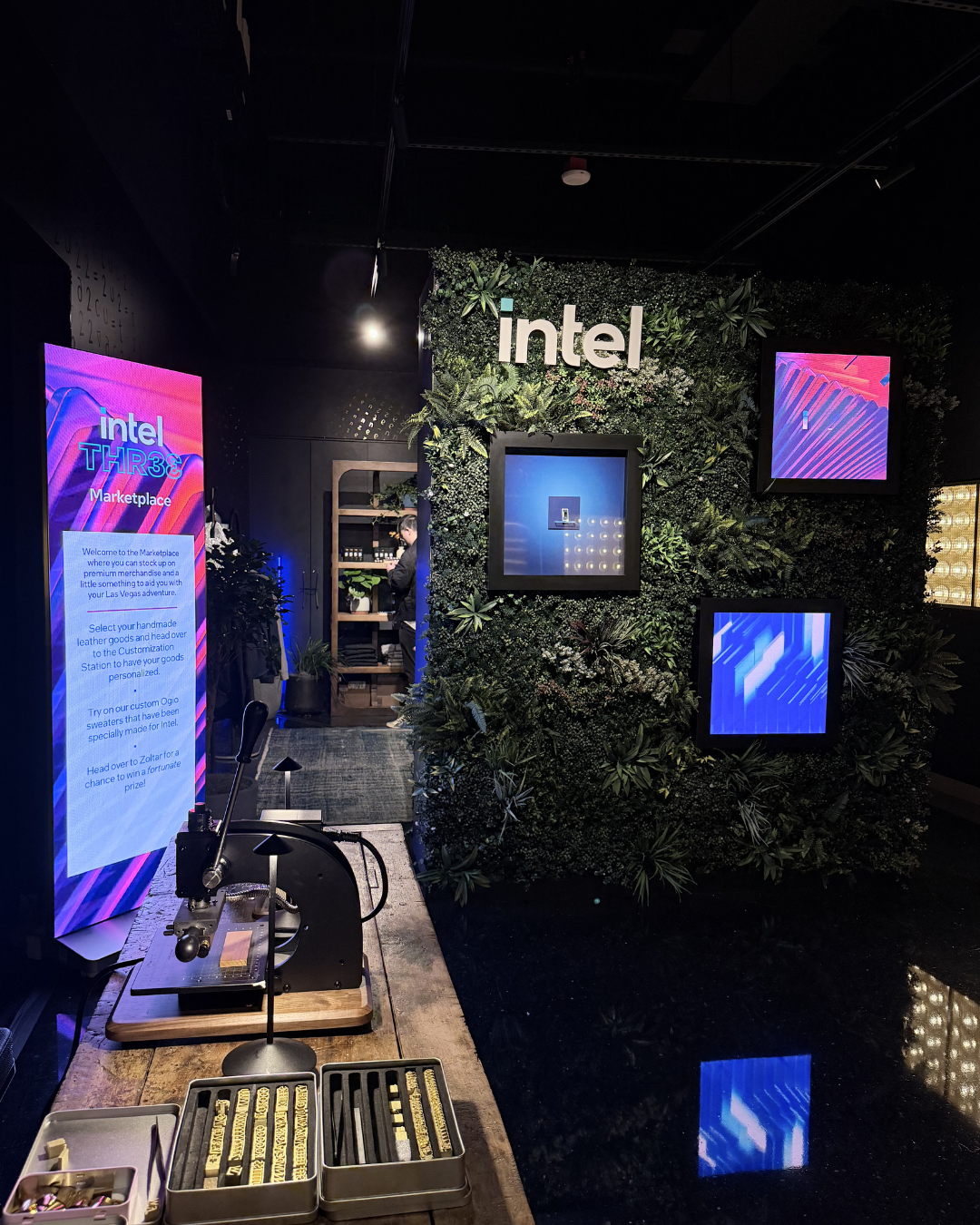 Black vegan leather license plate keychain with gold foil embossed initials SAK, created at Prime Video’s Maintenance Required premiere.